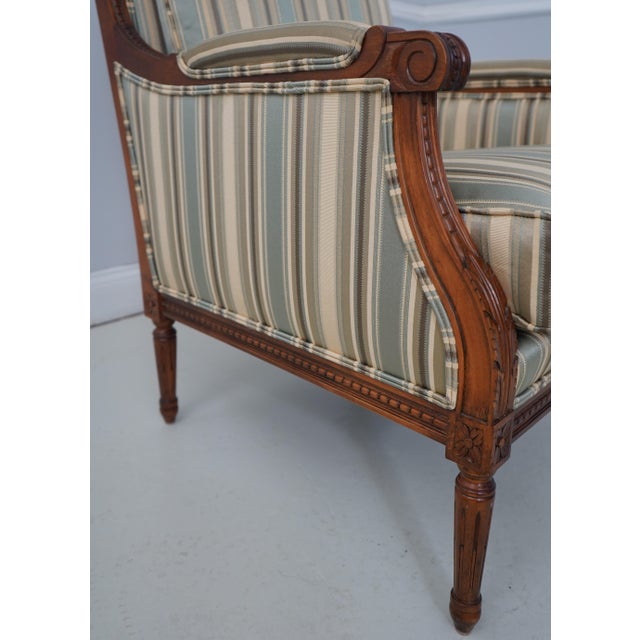 Pair of Stickley Cherry Louis XVI Bergere Armchairs For Sale - Image 12 of 18
