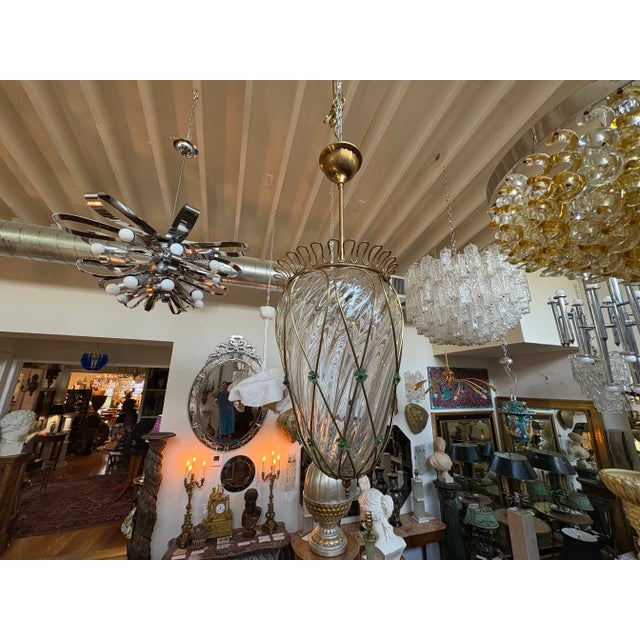 1960s Italian Bronze and Glass Lantern For Sale - Image 10 of 11