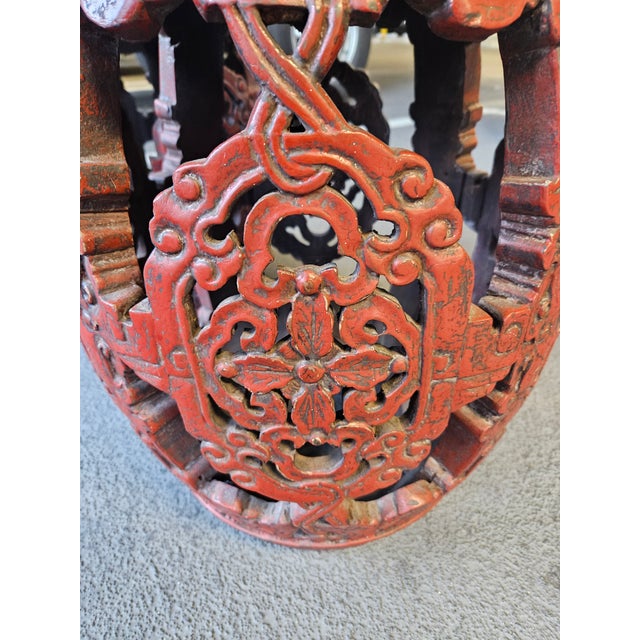 Late 19th Century Carved Lacquered Wood Chinese Garden Seats - a Pair For Sale - Image 10 of 12