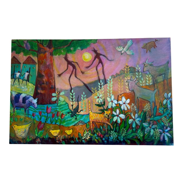 "Jumby Playin" Stunning Original Painting by Mary Katherine Carlson, Known as Kathy Carlson For Sale