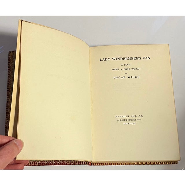 Red Fine Red Leather Binding - Lady Windermere's Fan - A Play About a Good Woman by Oscar Wilde, London 1908 For Sale - Image 8 of 12