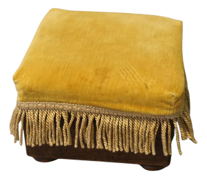 Victorian Mustard Velvet Ottoman