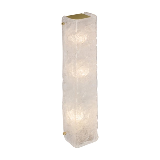 Italian Mid-Century Murano Frosted Textured Glass Wall Sconces - Set of 4 For Sale - Image 4 of 9
