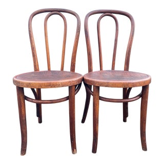 A Pair of Bentwood Thonet Style Cafe / Bistro Chairs by Reischmann n.y. For Sale