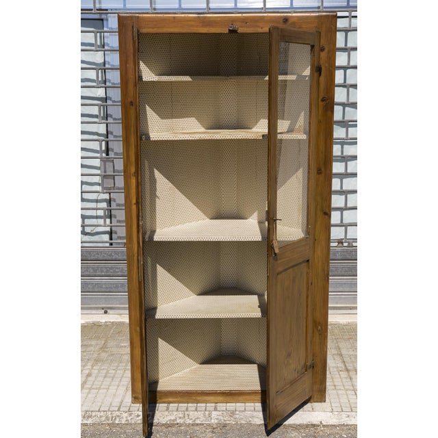 Fir wood angol with two counters leaves with glass and closed part. Restored. Italy era first 900 measures 102 x 50.5 x H...