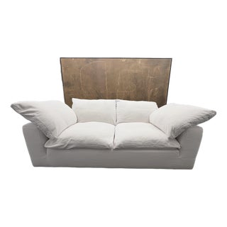 Rh Cloud 7' Luxe Sofa — 2-Cushion | Perennials Performance Textured Linen Weave | White For Sale