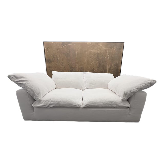 Rh Cloud 7' Luxe Sofa — 2-Cushion | Perennials Performance Textured Linen Weave | White For Sale