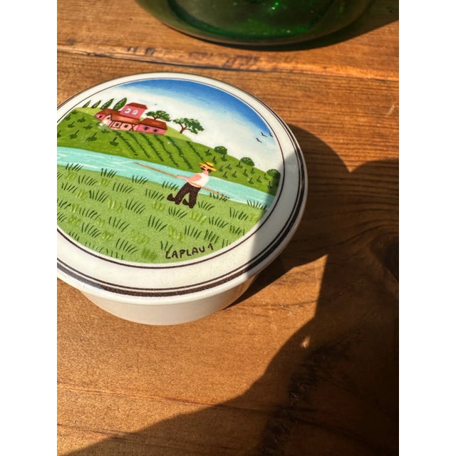 Mid-Century Modern 1970s Small Ceramic Farmer Painted Catchall From Luxembourg For Sale - Image 3 of 7