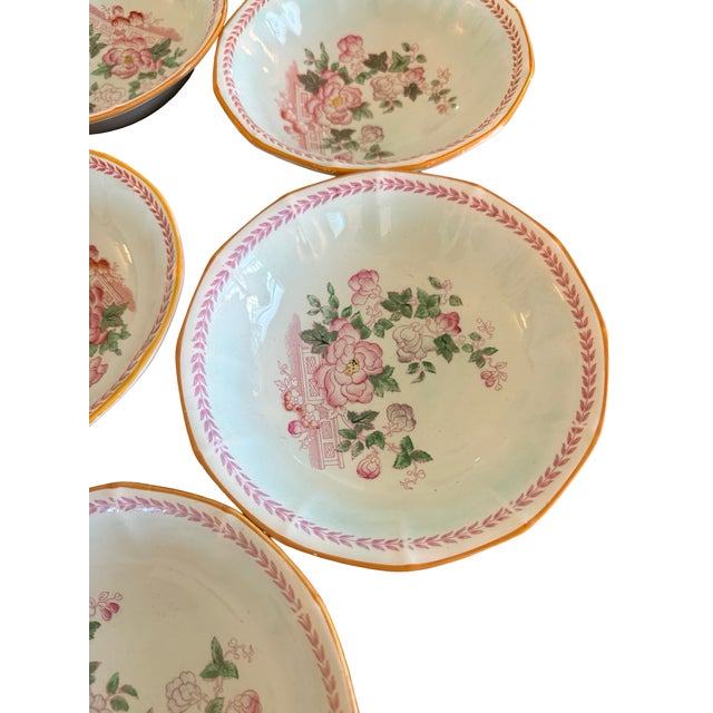 Blue Vintage Adams Calyx Ware Metz 12-Sided Coupe Cereal Bowls - Set of 7 For Sale - Image 8 of 12