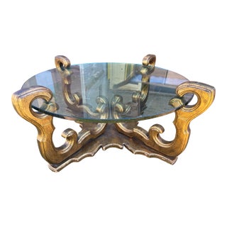 Vintage Mid Century Rococo Gilt Coffee Table Hollywood Regency Era For Sale
