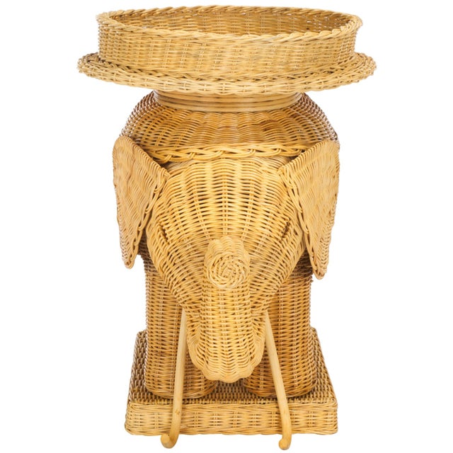 Brown Balford Elephant Rattan Accent Table in Natural For Sale - Image 8 of 9