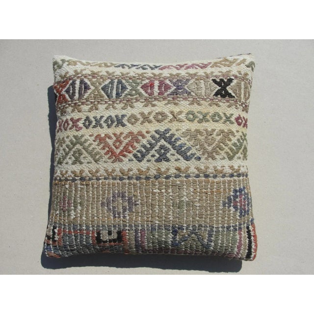 1970s Turkish Kilim Pillow Cover 16" For Sale - Image 9 of 9