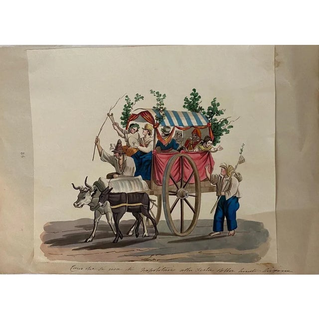 Wagon with Neapolitans is a splendid gouache drawing on paper engraved by the Italian artist Anonymous Artist of 20th...