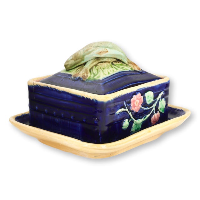 Ceramic Antique English Majolica Sardine Box For Sale - Image 7 of 8