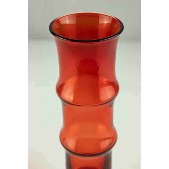Vintage Art Glass Swedish Aseda Bamboo Shaped Red Vase, 1960s For Sale - Image 3 of 5