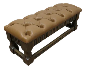 Arts & Crafts Chesterfield Buttoned Leather Oak Footstool, 1890s