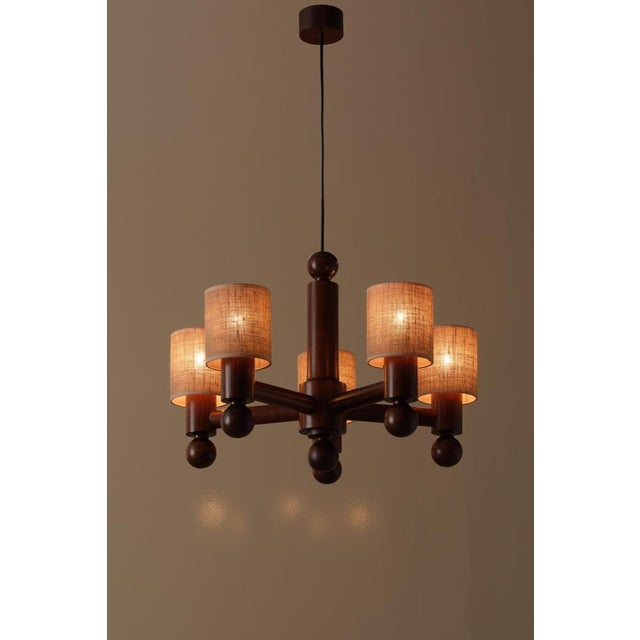 Chandelier attributed to Uno & Östen Kristiansson for Luxus, 1970s For Sale - Image 3 of 8