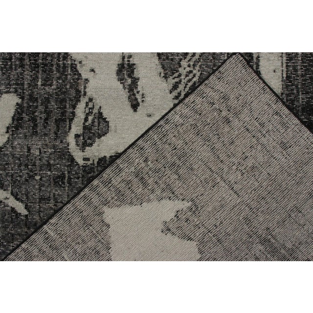 2010s Rug & Kilim’s Distressed Style Modern Rug in Black, Gray Geometric Pattern For Sale - Image 5 of 6