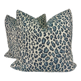 Cowtan & Tout "Mala" in Blue Indoor/Outdoor Pillows-a Pair For Sale