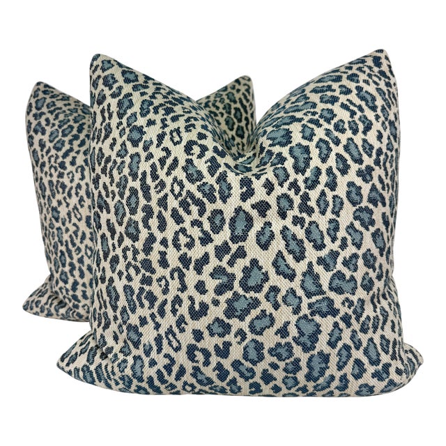 Cowtan & Tout "Mala" in Blue Indoor/Outdoor Pillows-a Pair For Sale