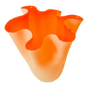 Italian Murano Style Vase Orange Freeform Handkerchief 1970s