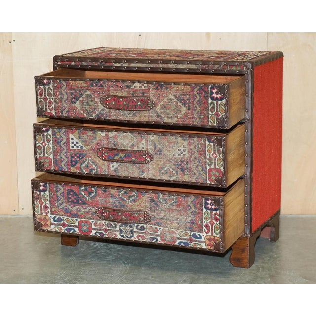 Vintage Kilim & Brown Leather Chest of Drawers For Sale - Image 17 of 18