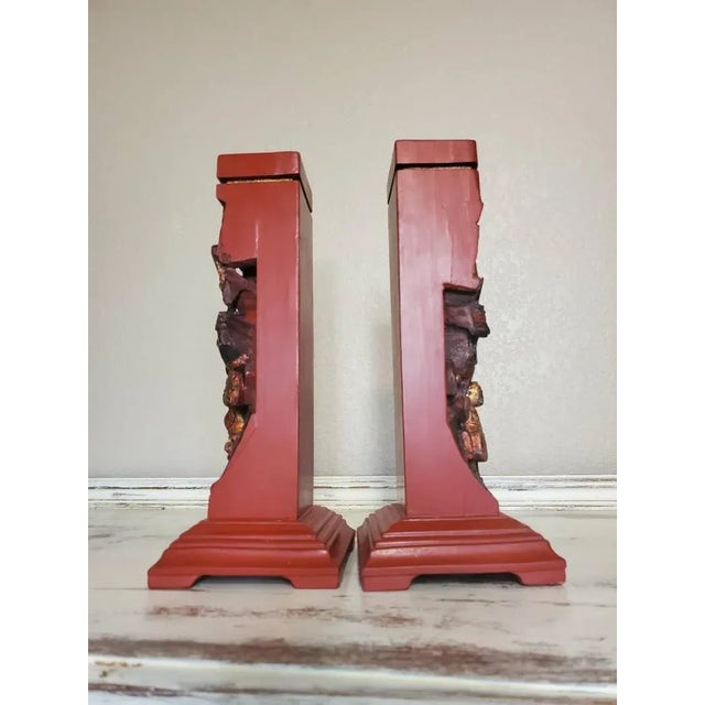 Vintage Chinese Hand Carved Wooden Figural Incense Stands - a Pair For Sale - Image 9 of 11