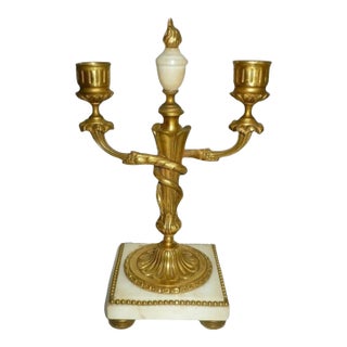 19th Century French Gilt Bronze and Marble Candelabra For Sale