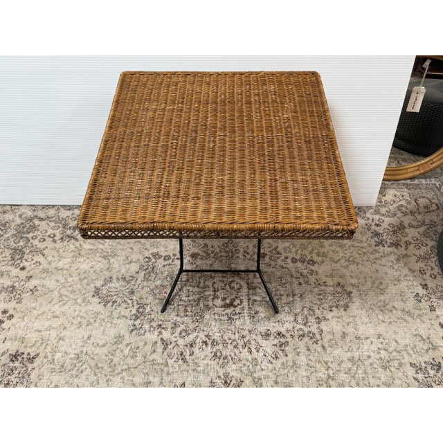 Danny Ho Fong Folding Wicker Card Table, Outdoor For Sale In San Francisco - Image 6 of 12