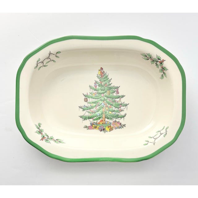 Ceramic Spode “Christmas Tree” 8-Piece Ceramic Dinnerware Serving Hostess Set For Sale - Image 7 of 12