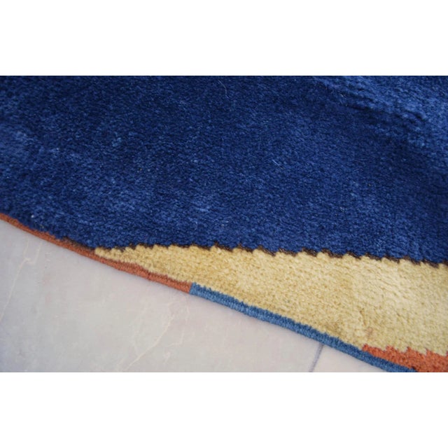 Ink Blue 1980s Vintage Rug Comtemporary Hand Knotted Blue Area Rug - 4' 9" × 6' 7" For Sale - Image 8 of 10