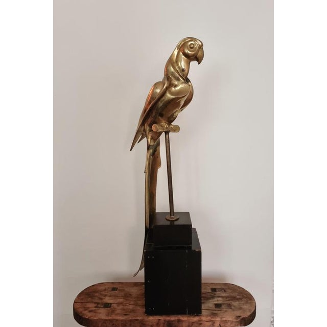 Hollywood Regency Brass Parrot Sculpture, 1970s For Sale - Image 4 of 18