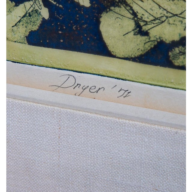 1960s 1960s Mid Century Modern Art Print Artist Proof Abstract Splatter Yellow Orange Blue For Sale - Image 5 of 12