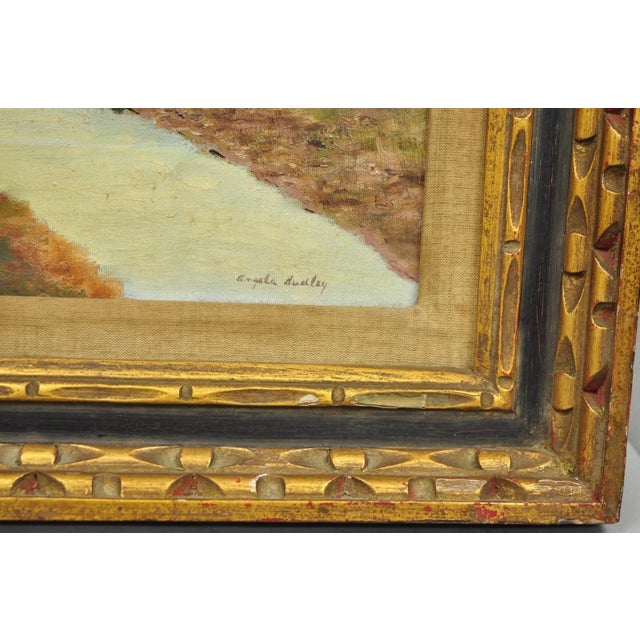 Vintage Angela Dudley "Lake Garda. Italy" Italian Hollywood Regency Oil Painting For Sale In Philadelphia - Image 6 of 18