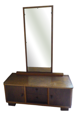 Vintage Boat-Style Dressing Table with Mirror, 1940s