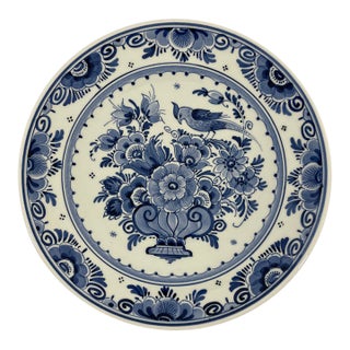 Vintage Mid 20th Century Blue and White Faience Delft Plate For Sale