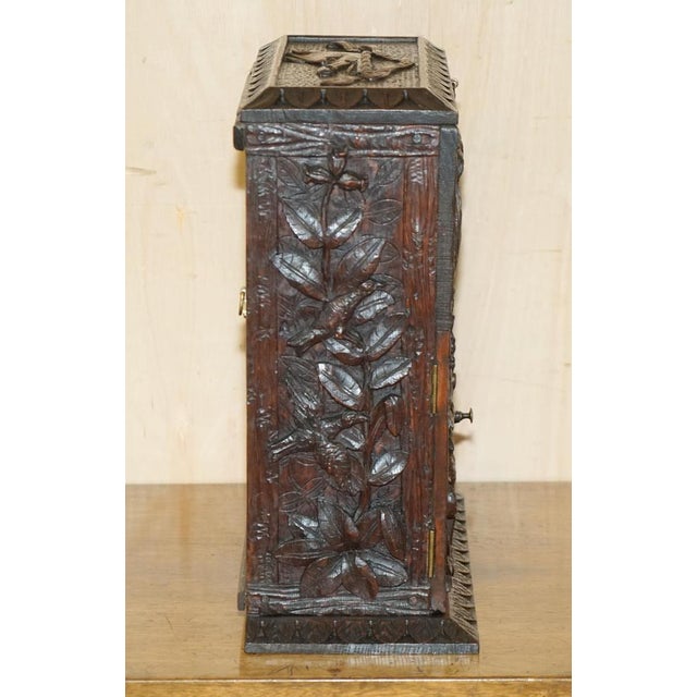 Carved Black Forest Wood Smoking Pipe Cabinet Box, 1870s For Sale - Image 12 of 18