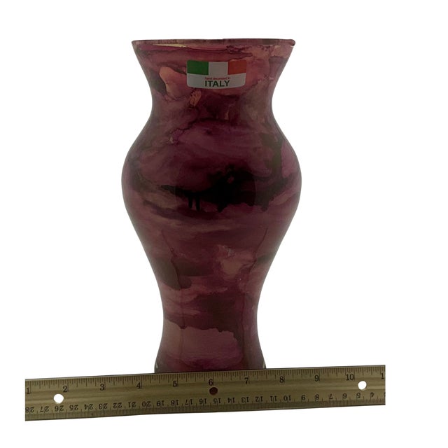 Italian Hand-Painted Marbled Glass Vase For Sale - Image 9 of 10