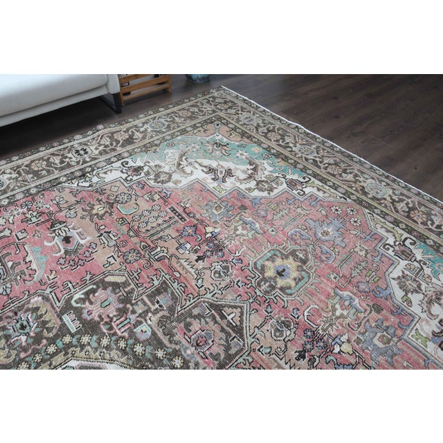 Textile 1970s Vintage Persian Handmade Wool Cotton Light Pink Area Rug For Sale - Image 7 of 11
