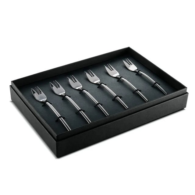 Contemporary Mepra Due 6-Piece Dessert / Cake Fork Set, Oro Black For Sale - Image 3 of 3