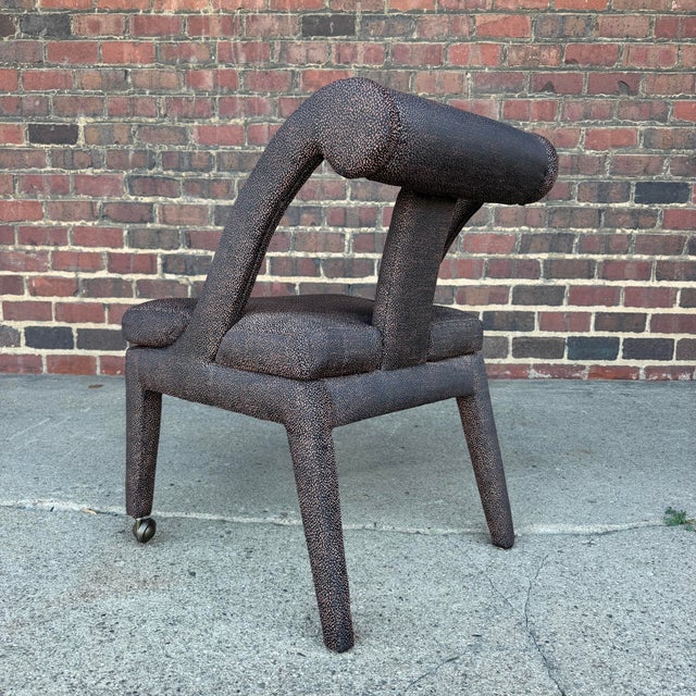 Set of 4 Postmodern Dining Chairs With Front Casters Possibly Karl Springer For Sale In Cleveland - Image 6 of 10