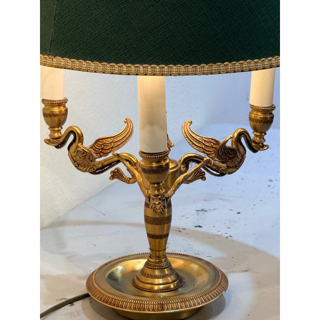 Mid 20th Centuty Swan Form French Empire Style Brass Bouilotte Table Lamp For Sale - Image 10 of 12