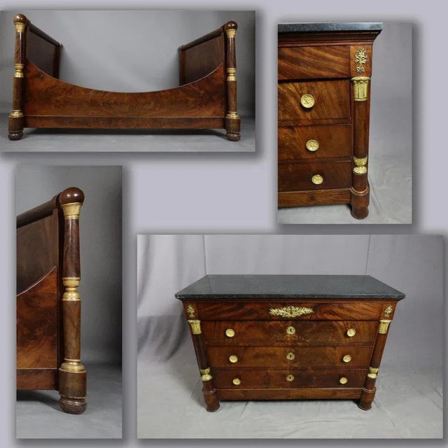 Wood Empire Mahogany Bed, 1800s For Sale - Image 7 of 9