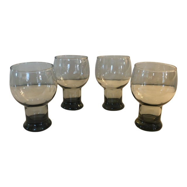 Vintage Libbey Stax Smoke Gray Glass Tumblers- Set of 4 For Sale