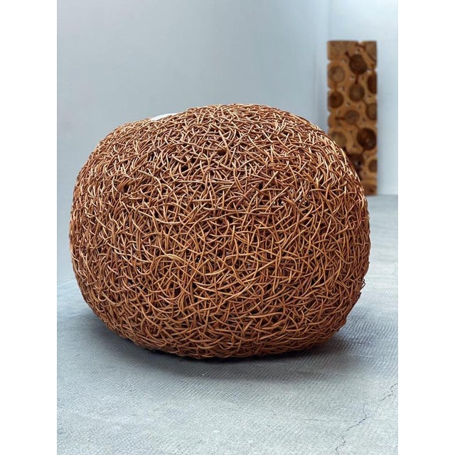 Brown Woven Rattan Wicker Egg Nest Lounge Chair, Switzerland, 1990s For Sale - Image 8 of 10