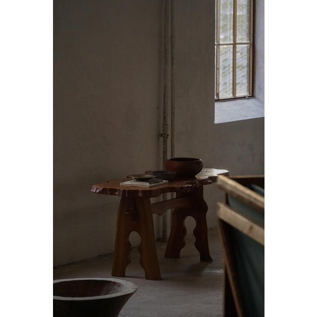 Brown Mid-Century Scandinavian Wabi-Sabi Style Coffee Table in Elm, 1960s For Sale - Image 8 of 18