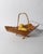 This vintage wooden fruit basket from 1960s Italy features a clever foldable bamboo design that combines decorative...