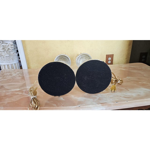 Vintage Crystal & Brass Table Lamps With Taupe Bell Shades - Set of 2 For Sale - Image 9 of 12