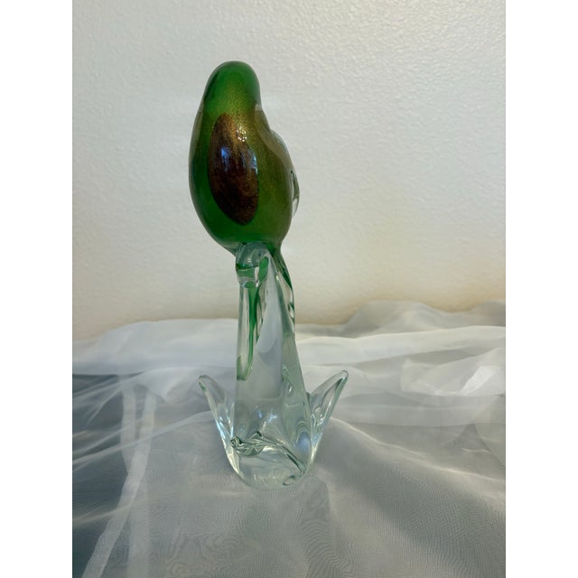 Mid-Century Modern Murano Vintage Stylized Green Budgie Sculpture For Sale - Image 3 of 6