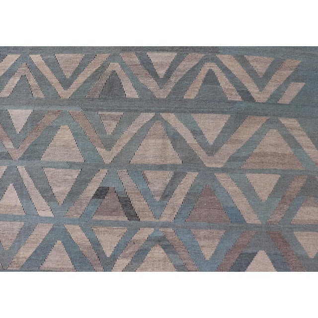 2020s Modern Geometric Design Hand-Woven Kilim Rug by Keivan Woven Arts, 9'2 X 11'7 For Sale - Image 5 of 13